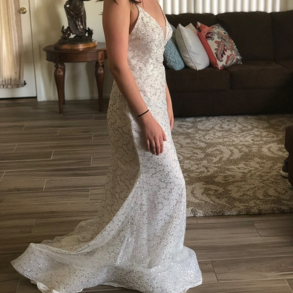 Sheer + Sparkling Wedding Dress - Picture 3 of 4